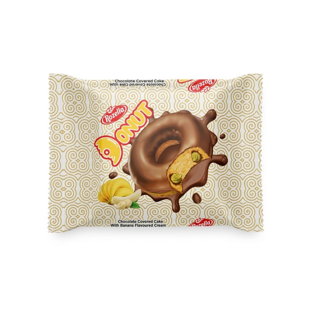 Dona rellena de crema de plátano y cubierta de chocolate Rozella Donut (30 g / 1.05 oz) - Imagen 1