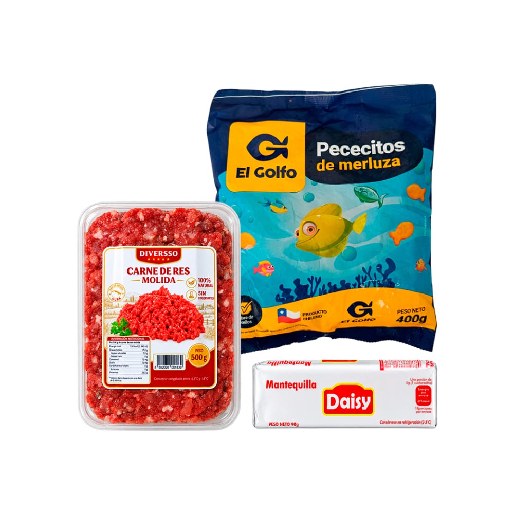Combo: Nuggets de merluza (pececitos) + Mantequilla + Carne de res molida - Imagen 1
