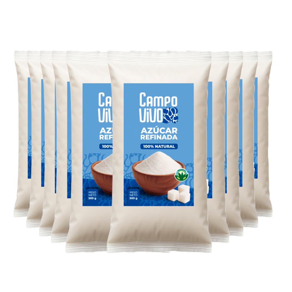 Azúcar blanca refinada Campo Vivo (10 x 500 g / 1.1 lb) - Imagen 1