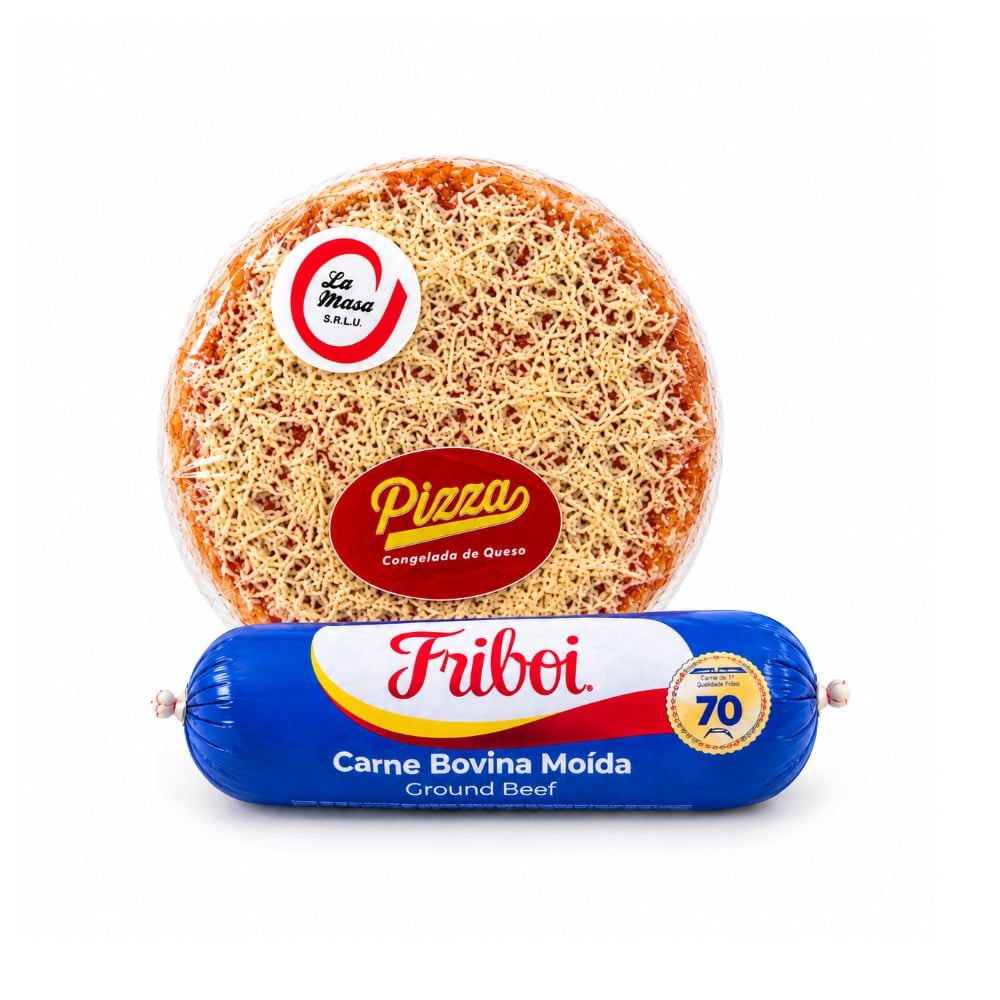 Combo 1 pizza de queso La Masa (20 cm) + 1 picadillos de res Friboi (500 g / 1.10 lb) - Imagen 1