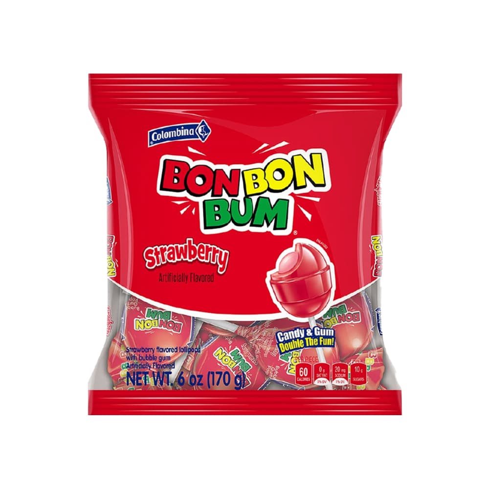 Chupa chupas con relleno de chicle sabor fresa Colombina (170 g / 6 oz) - Imagen 1
