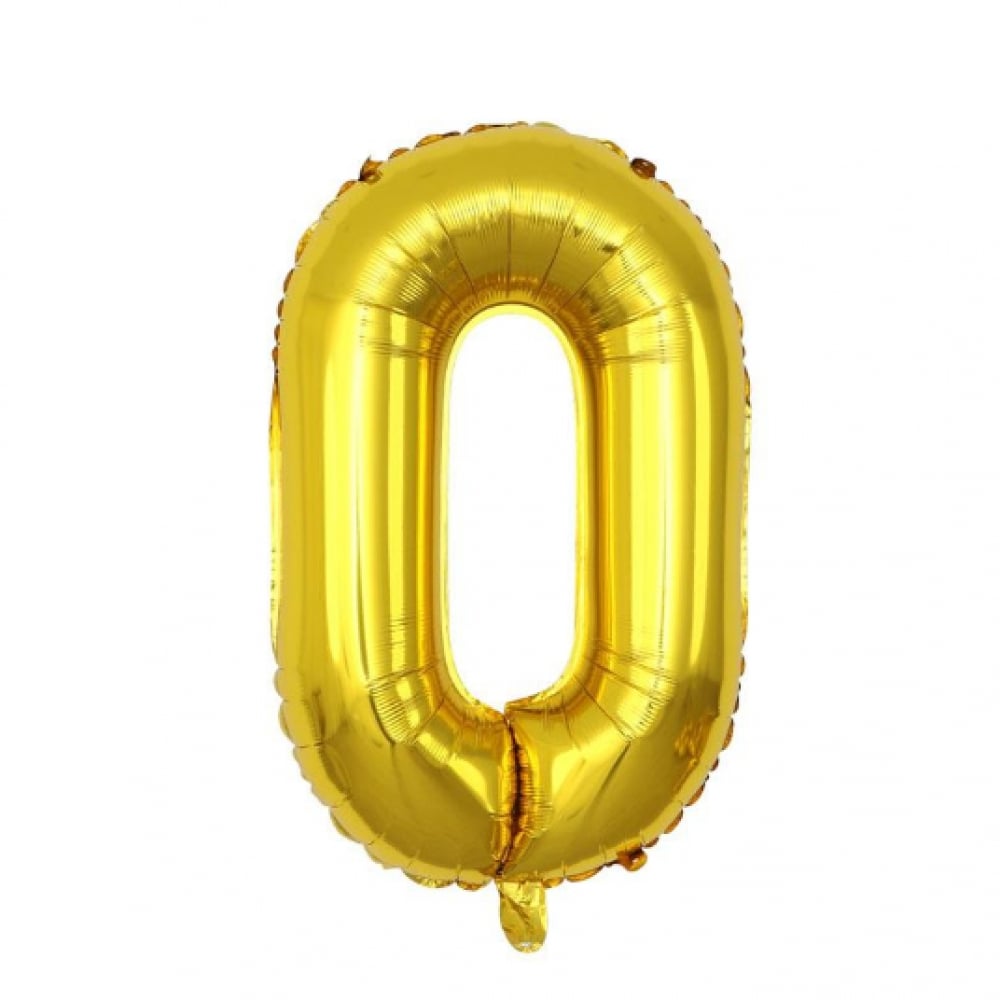 Globo dorado Número 0 Balloon (16 pulgadas) - Imagen 1