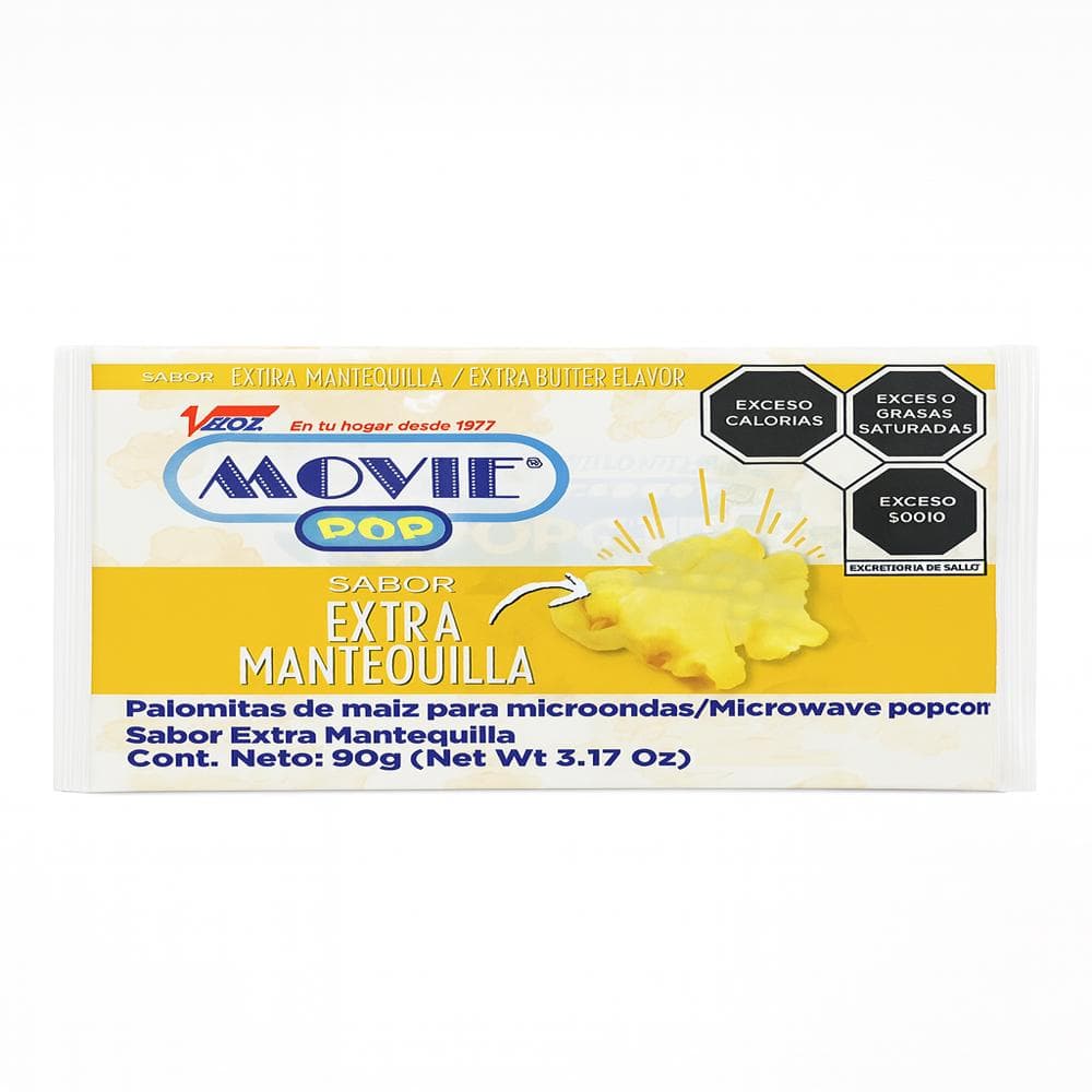 Palomitas de maíz sabor extra mantequilla Movie Pop (90 g / 3.17 oz) - Imagen 1