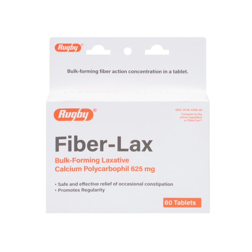 Fiber-Lax. Policarbófilo de calcio 625 mg Rugby (60 tabletas) - Imagen 1
