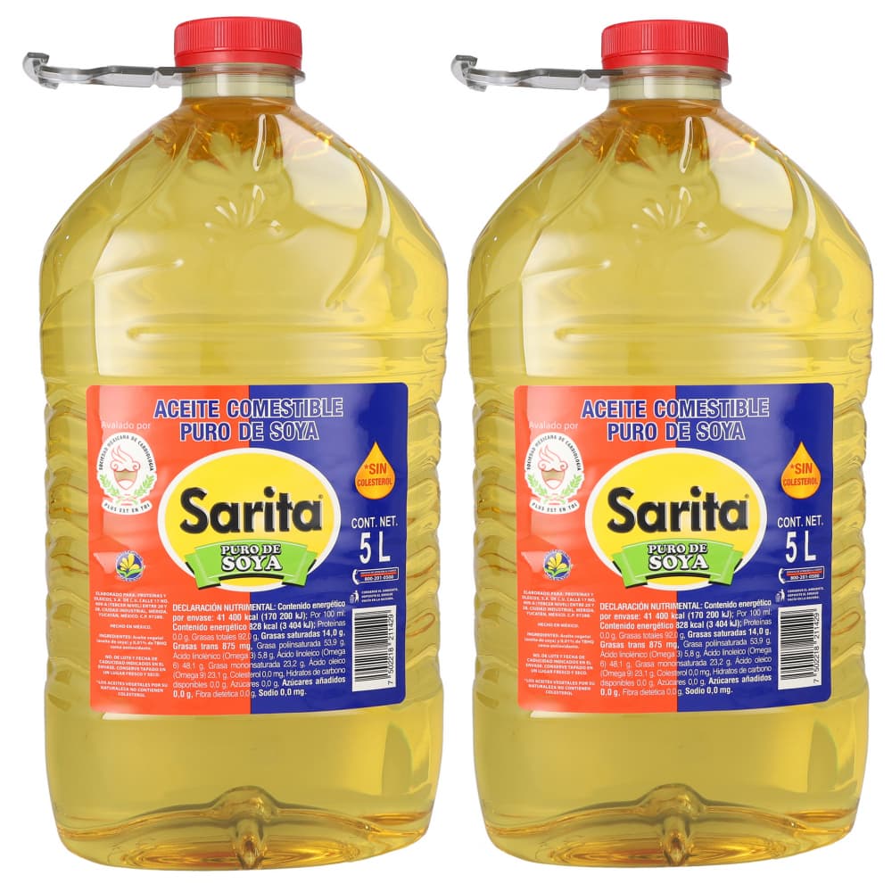 Aceite puro de soya Sarita (2 x 5 L) - Imagen 1