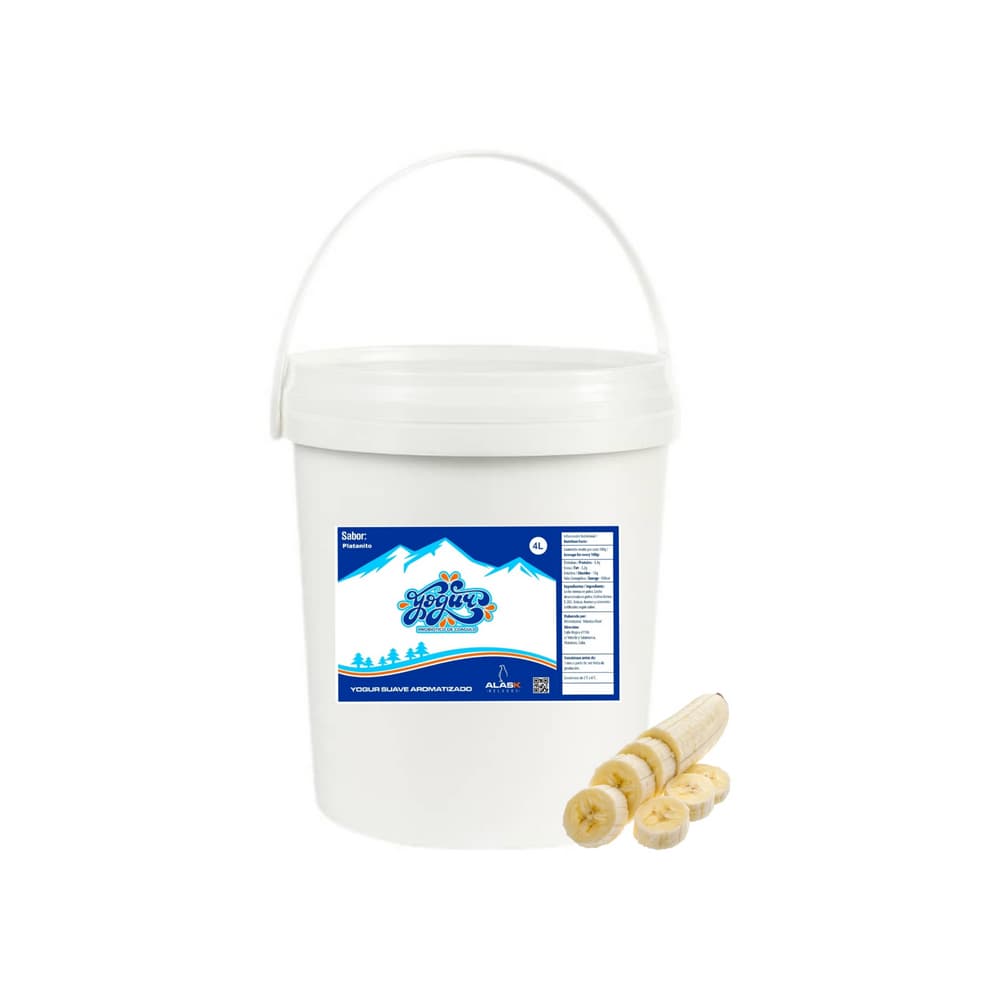 Yogurt probiótico de coágulo sabor platanito Alask (4 L) - Imagen 1