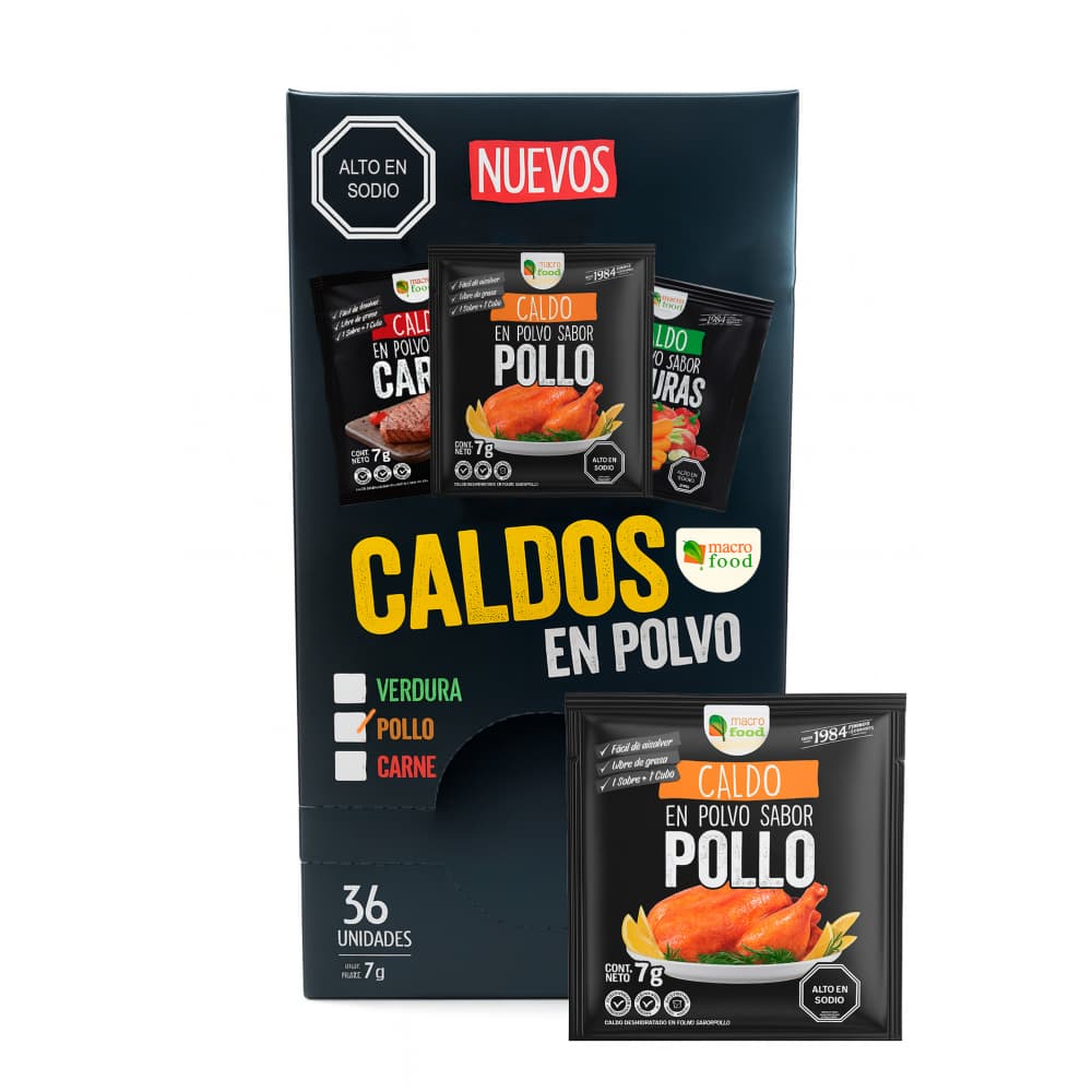 Caldo en polvo sabor pollo Macro Food (252 g / 8.89 oz) - Imagen 1