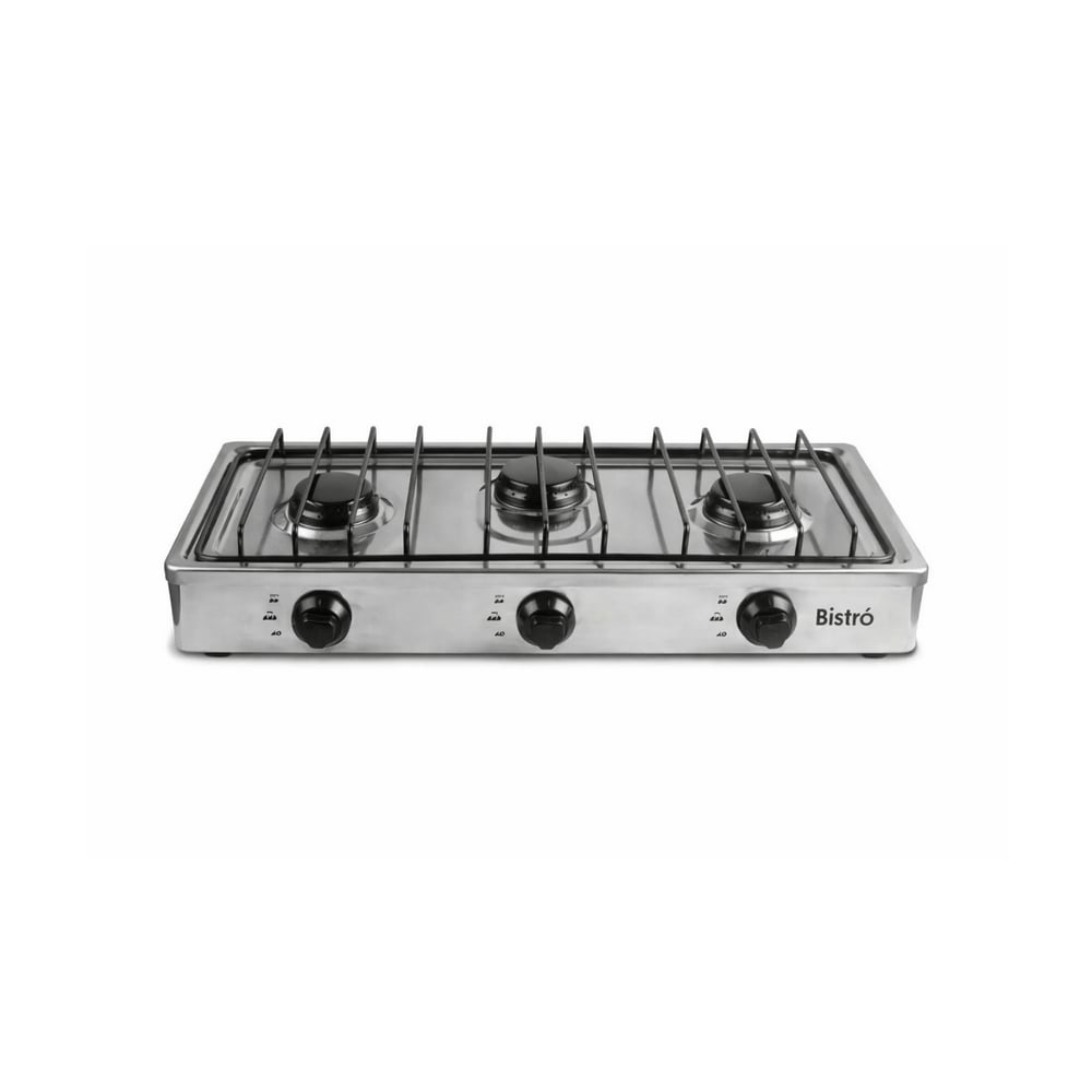Estufa de mesa a gas con 3 quemadores color plateado Bistró 963-2402107 - Imagen 1