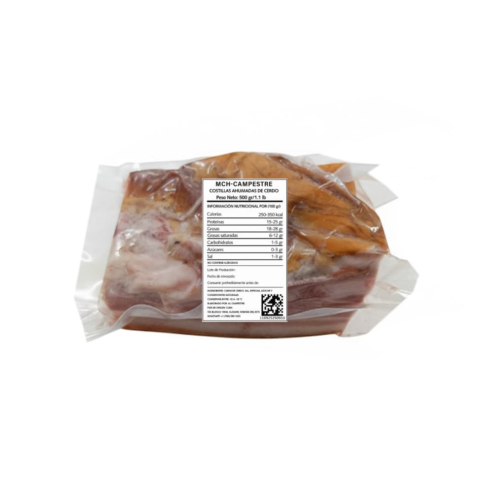 Costillas ahumadas de cerdo MCH Campestre (500 g / 1.1 lb) - Imagen 1