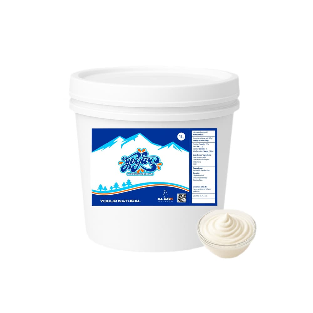 Yogurt probiótico de coágulo sabor natural Alask (1 L) - Imagen 1