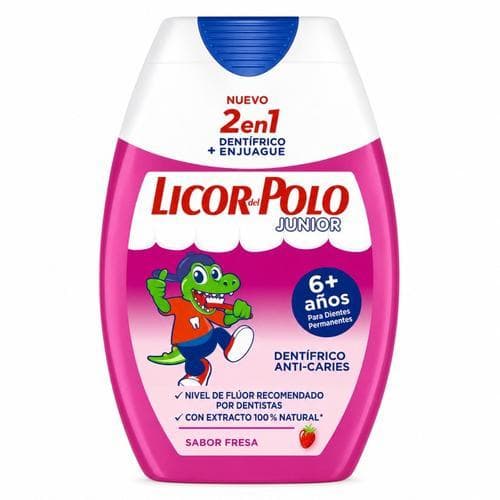 Enjuague Bucal para Niños Sabor Fresa 2 en 1 (75ml) LICOR DEL POLO