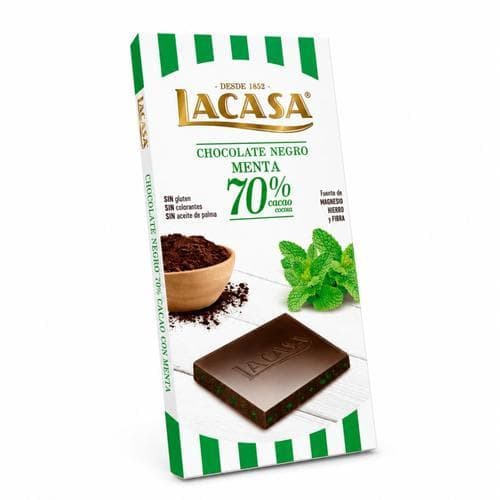Tableta de Chocolate Negro 70% con Menta (100g) LACASA