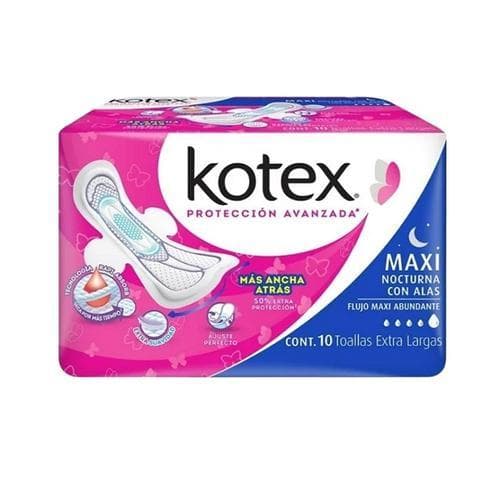 Toalla Femenina Maxi con Alas (10 u) KOTEX