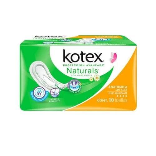Toallas Femeninas Naturals Anatómicas sin Alas (10 u) KOTEX