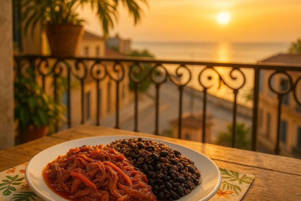 Receta tradicional de ropa vieja con congrí cubano
