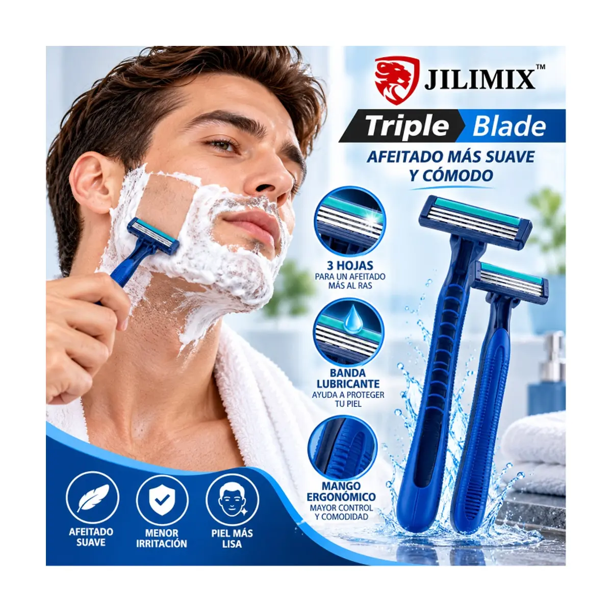Máquinas de afeitar desechables con banda lubricante Jilimix - Thumbnail 3