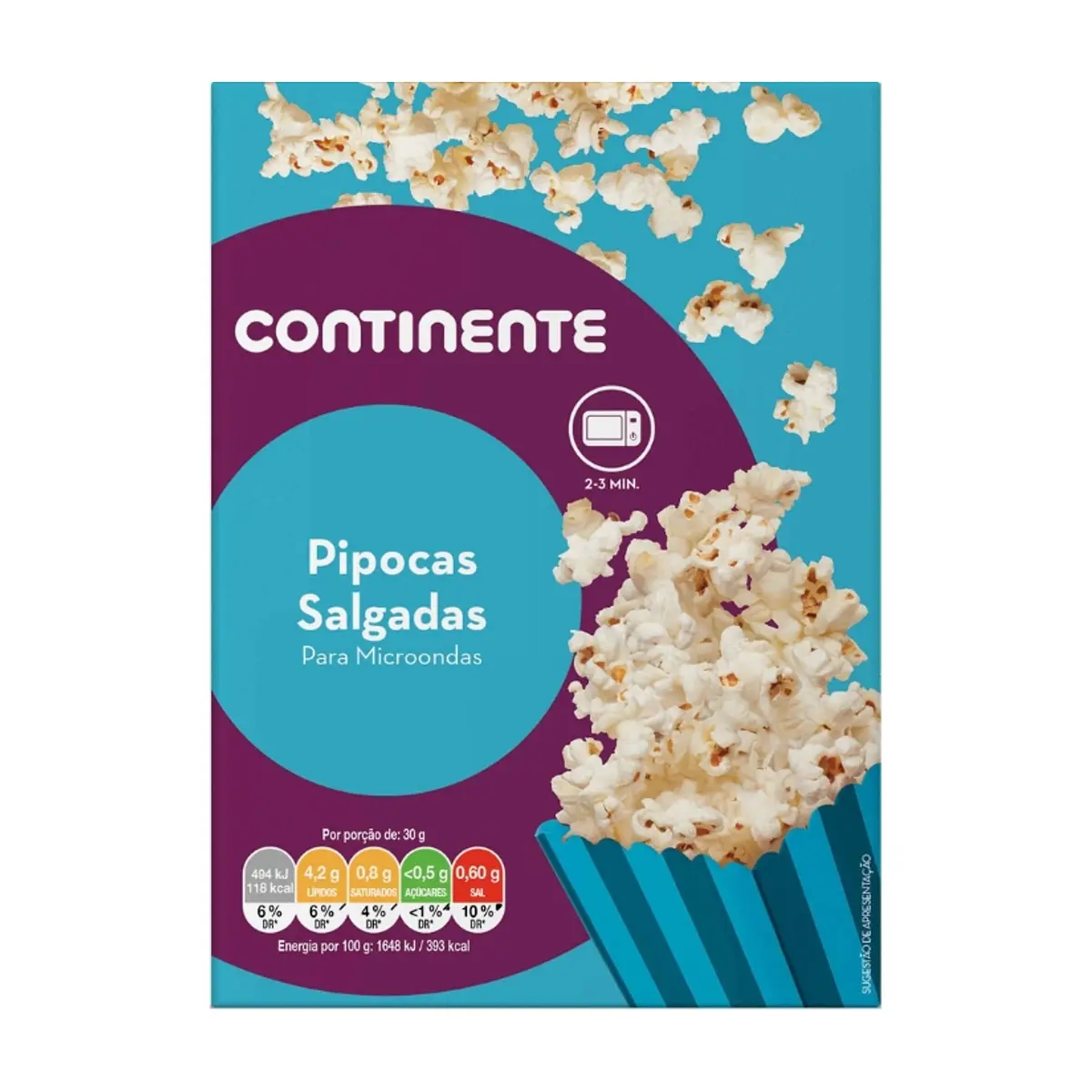 Palomitas saladas para microondas Continente (3 x 90 g / 3.17 oz)