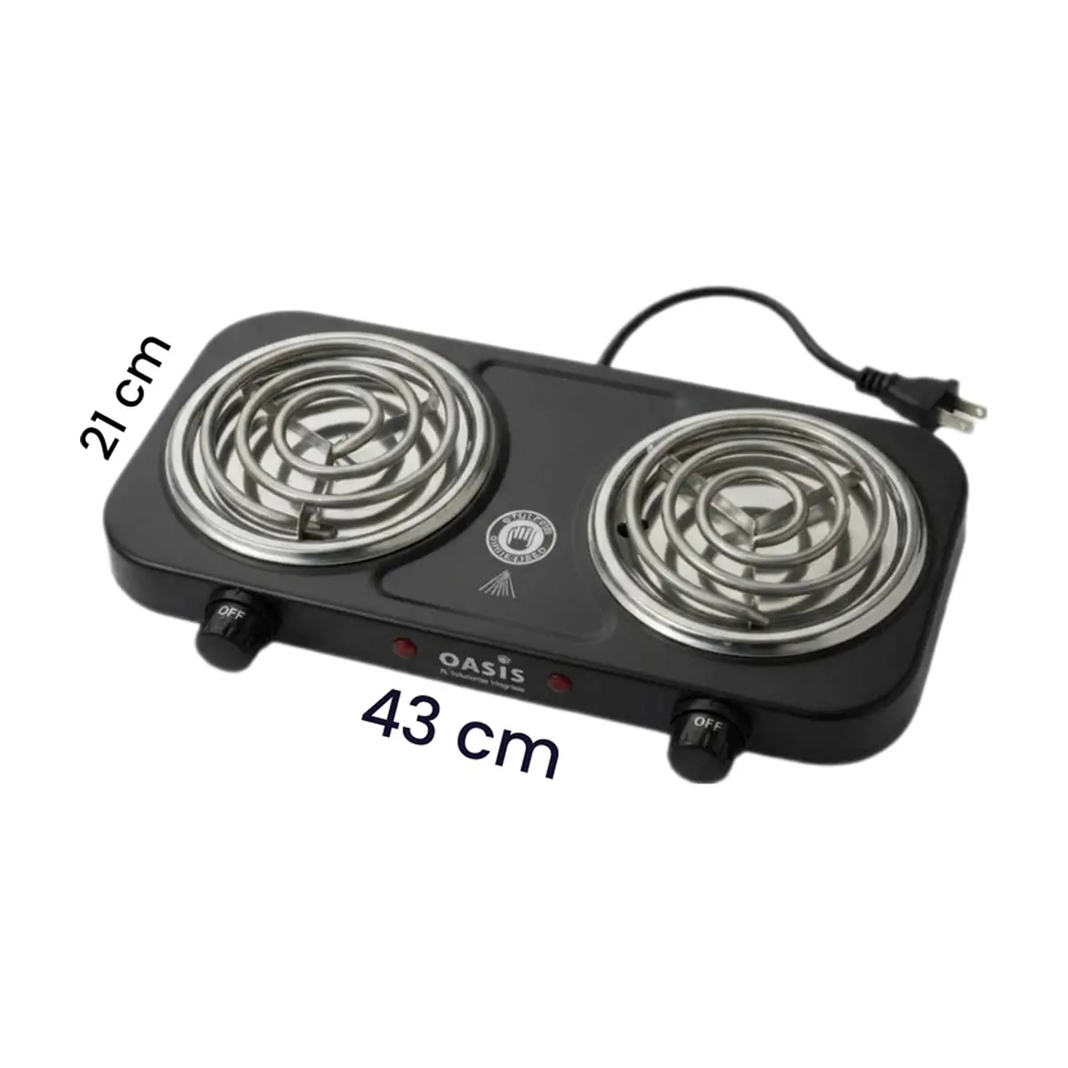 Cocina de hornilla eléctrica doble color negra 2000 w Oasis - Miniatura 2