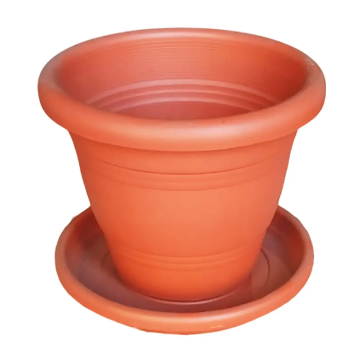 Maceta redonda de plástico 17 cm + Base redonda de plástica 17 cm