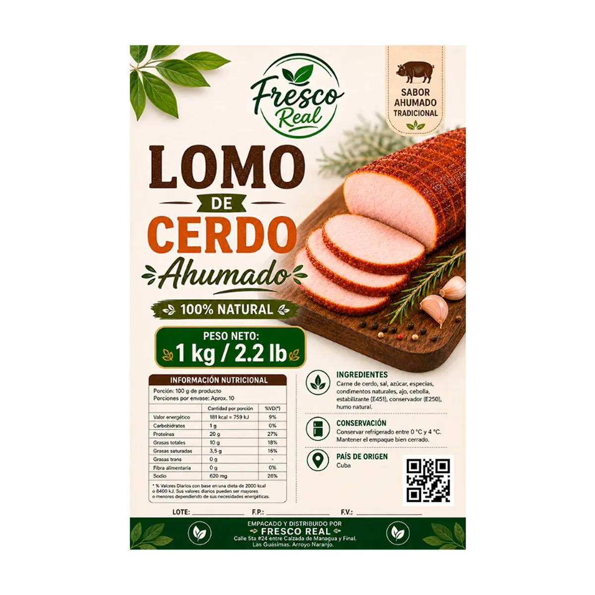 Lomo de cerdo ahumado Fresco Real (1 kg / 2.2 lb) - Thumbnail 2