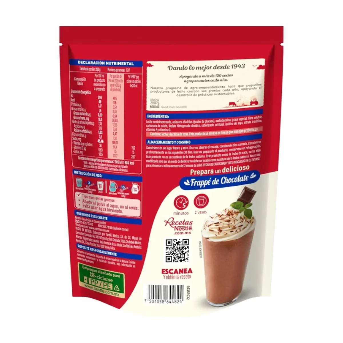 Alimento en polvo para preparar bebida a base de leche con grasa vegetal, adicionado de vitaminas y minerales Carnation Clavel (460 g / 1.01 lb) - Thumbnail 3