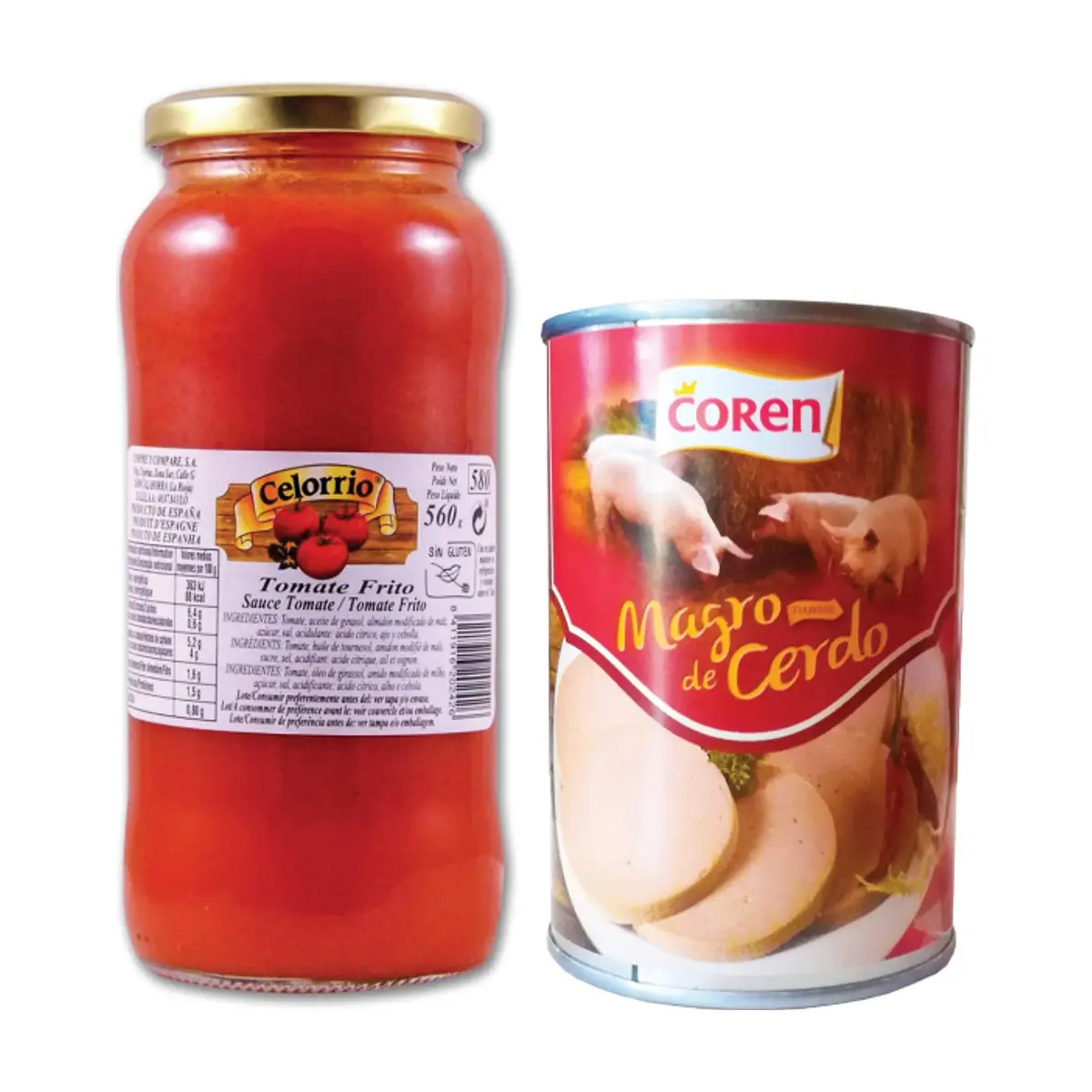 Tomate frito Celorrio + Carne enlatada - fiambre magro de cerdo - Imagen 1