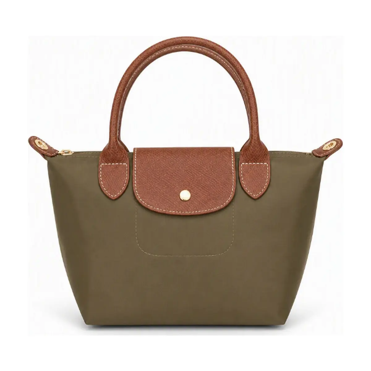 Bolso tote de nailon verde oliva con detalles de piel y asas extraíbles ISABELLA (1 U)