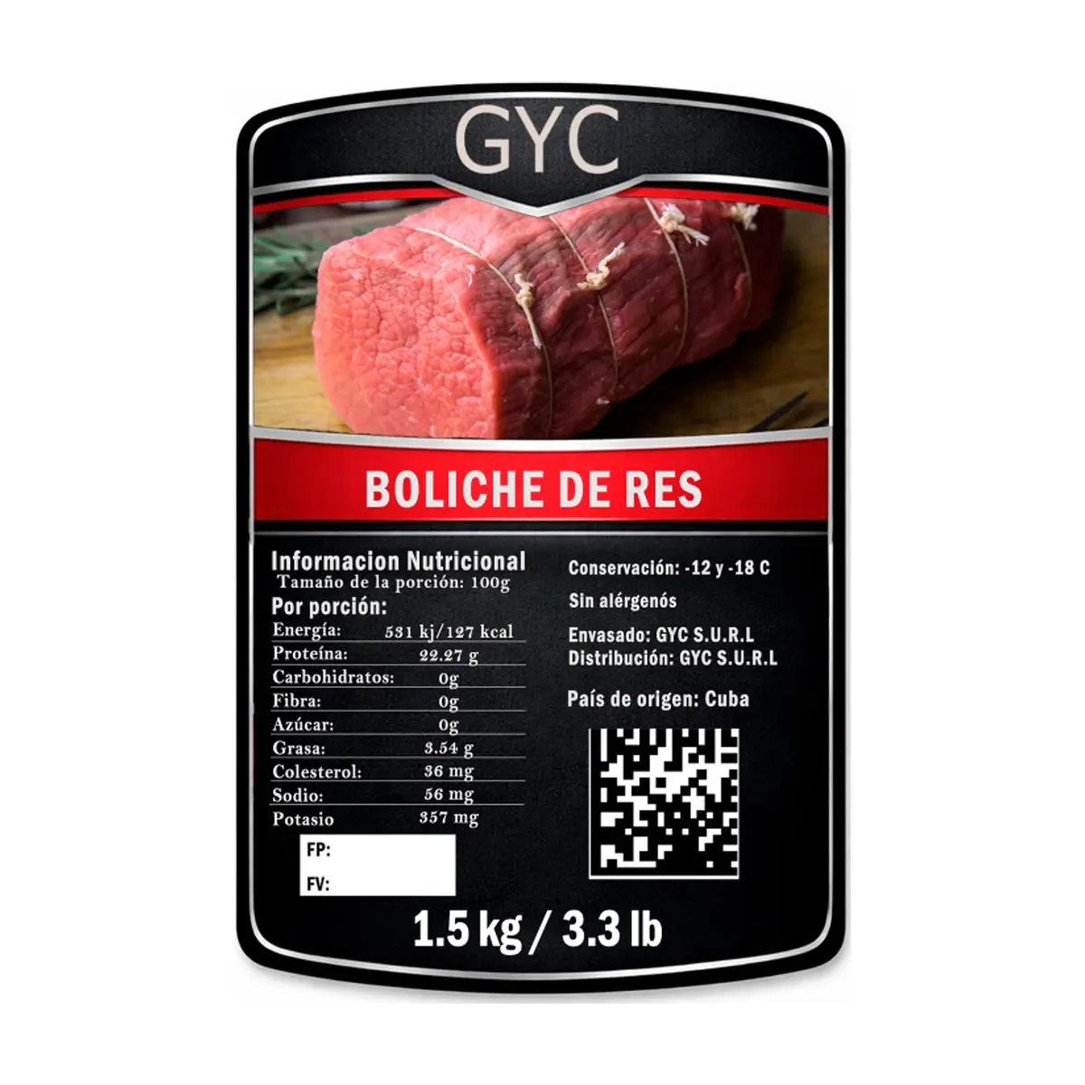 Boliche de res de primera GYC (1.5 kg / 3.3 lb) - Miniatura 2
