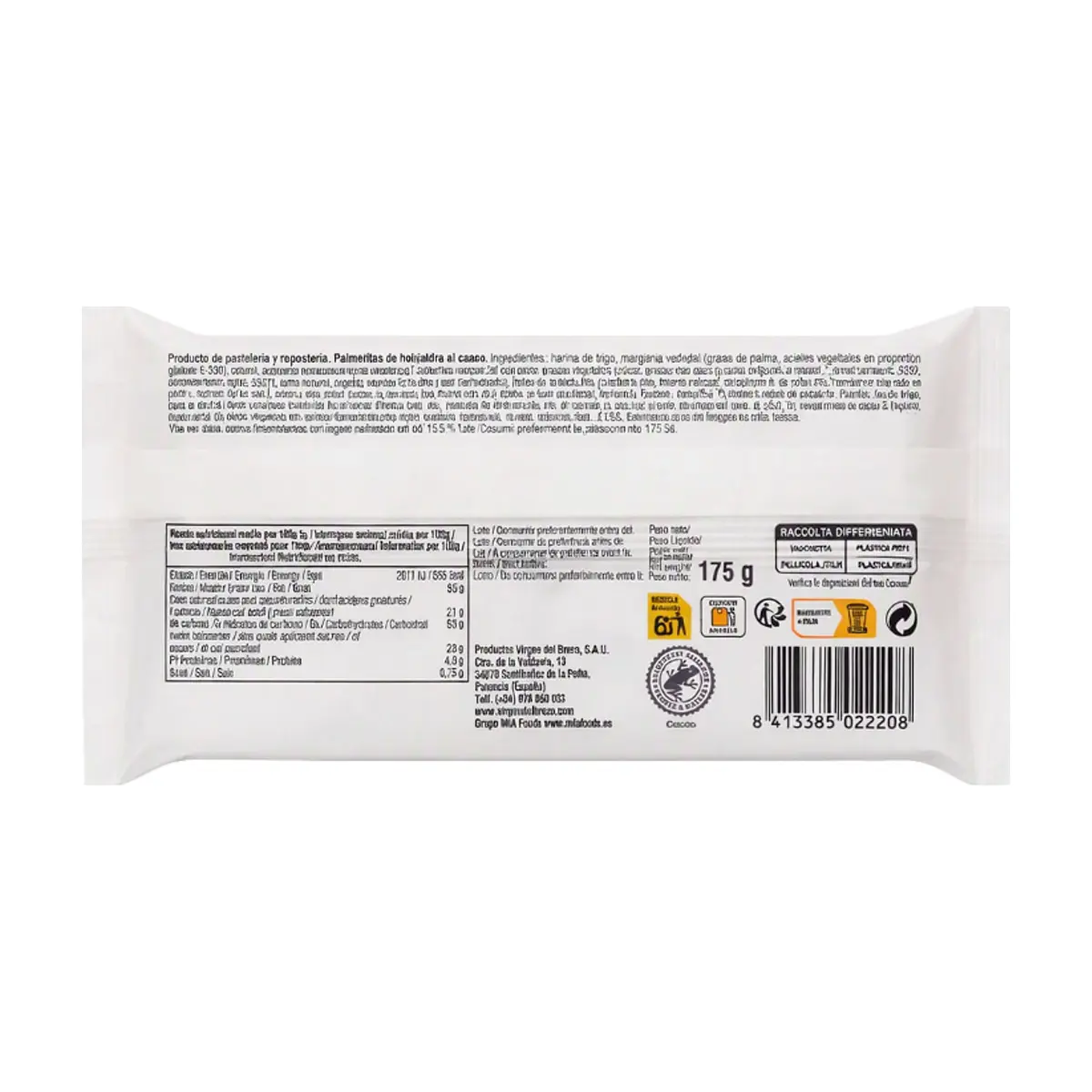 Mini palmeritas de hojaldre al cacao Virgen del Brezo (175 g / 6.17 oz) - Miniatura 3