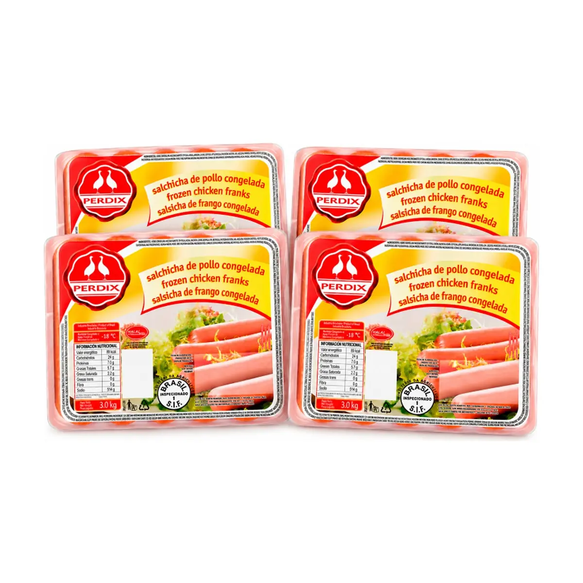 Salchicha de pollo congelada Perdix (4 x 3.0 kg / 6.6 lb) - Imagen 1