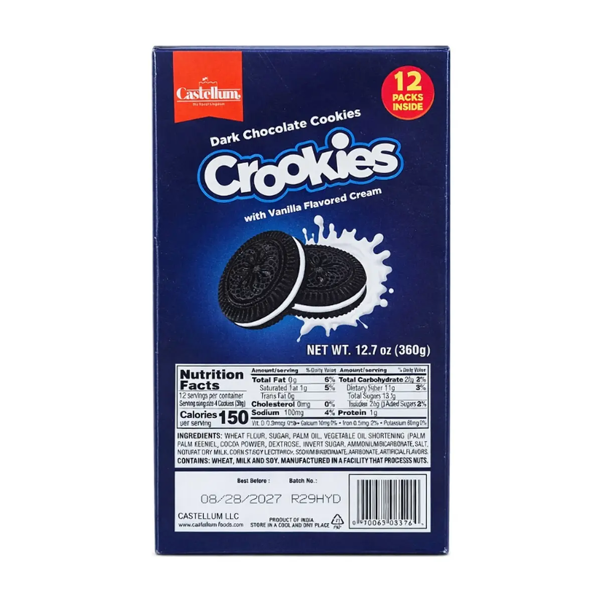 Galletas de chocolate oscuro con crema de vainilla Crookies Castellum (360 g / 12.7 oz) - Miniatura 2