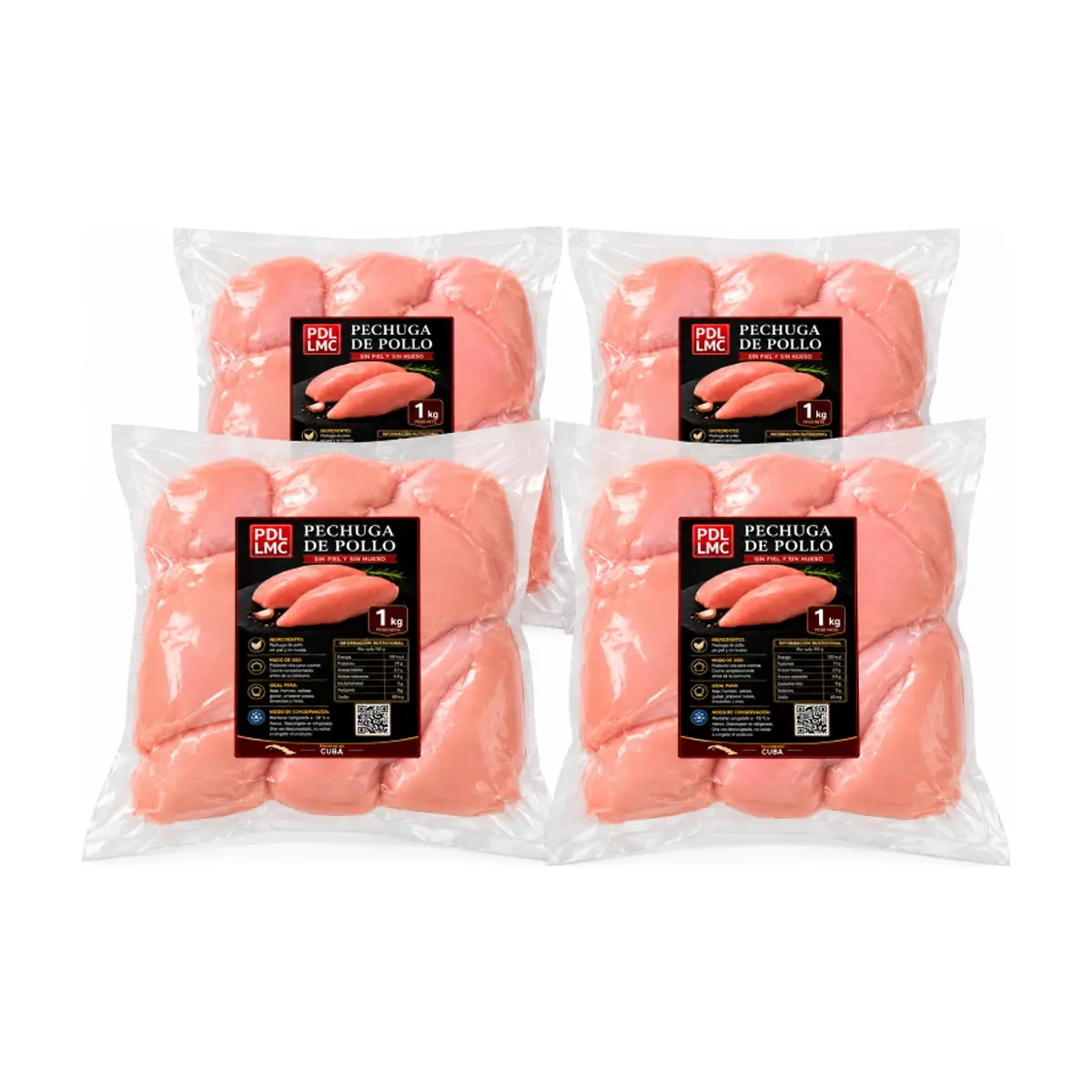 Pechuga de pollo sin piel y sin hueso PDL LMC (4 x 1 kg / 2.2 lb) - Imagen 1