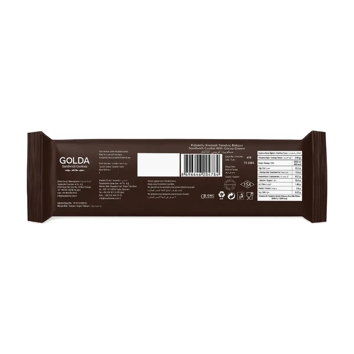 Galleta sándwich de chocolate con crema de vainilla Keyf Golda (50 g / 1.76 oz) - Thumbnail 2