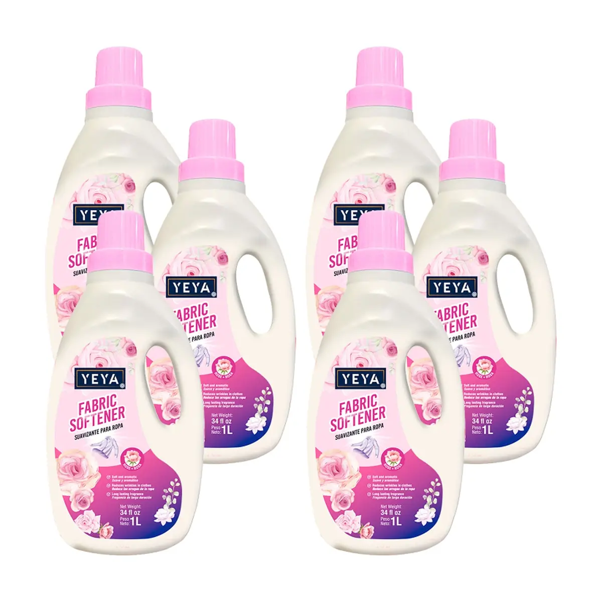 Suavizante para ropa con aroma a rosa YEYA (6 x 1 L)