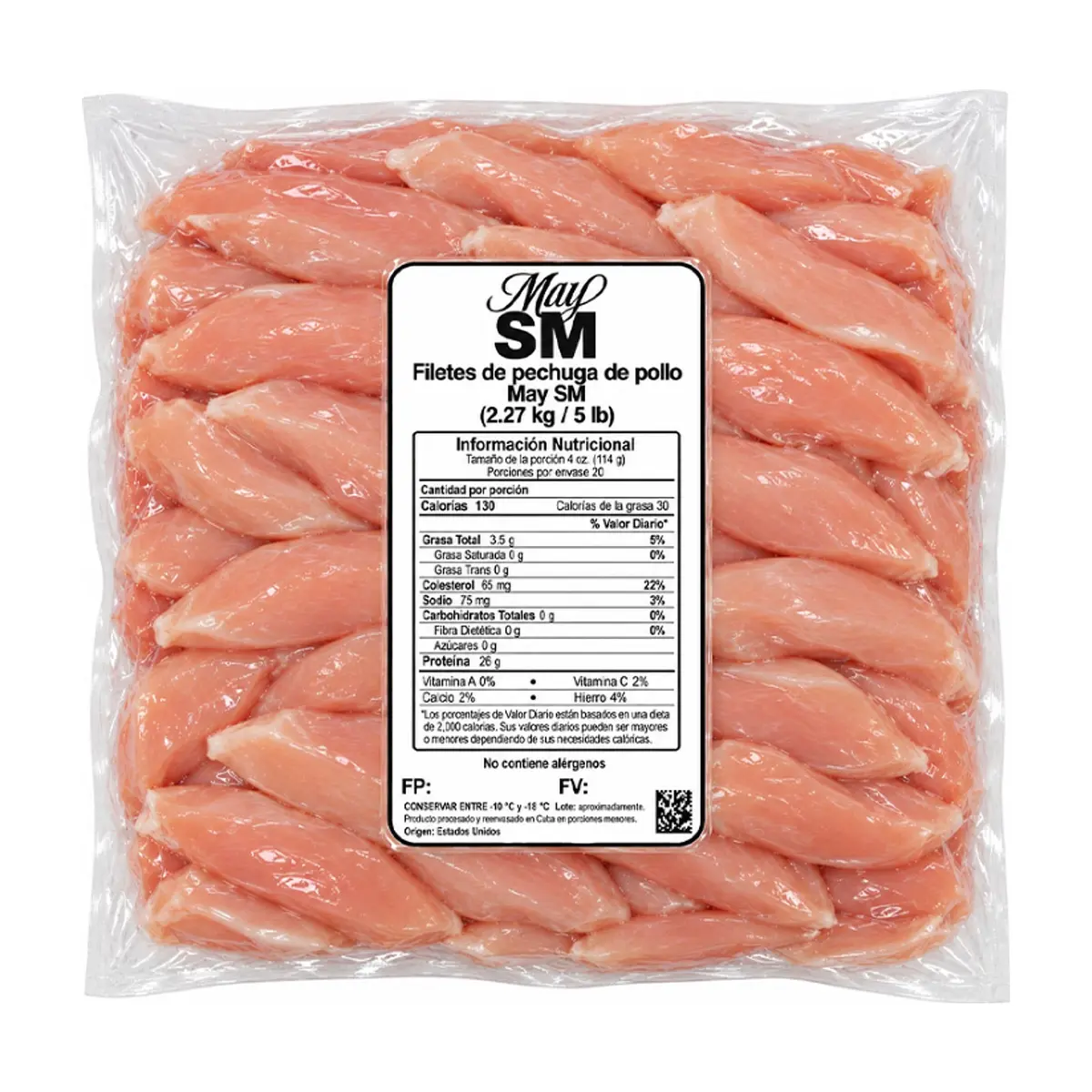 Filetes de pechuga de pollo sin piel y sin hueso May SM (2.27 kg / 5 lb) - Miniatura 1