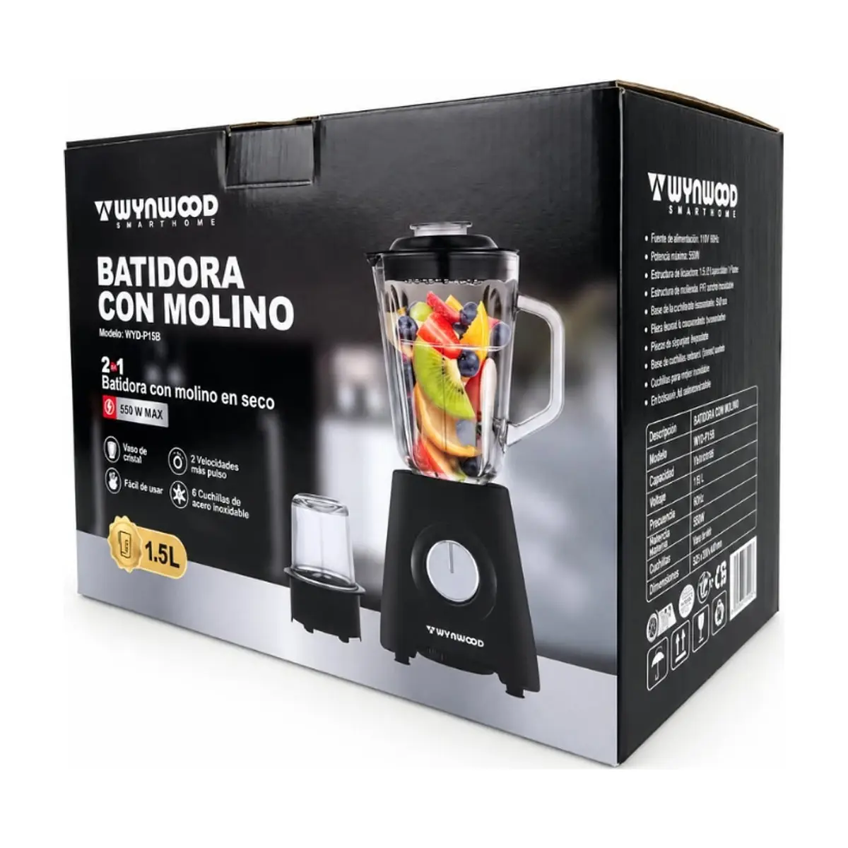Batidora con molino Wynwood WYD-P15B (1.5 L) - Miniatura 2