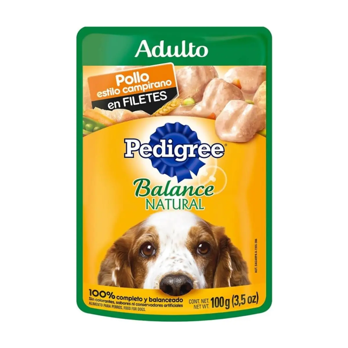 Alimento pollo estilo campirano en filetes para perro adulto Pedigree (100 g / 3.52 oz) - Miniatura 1