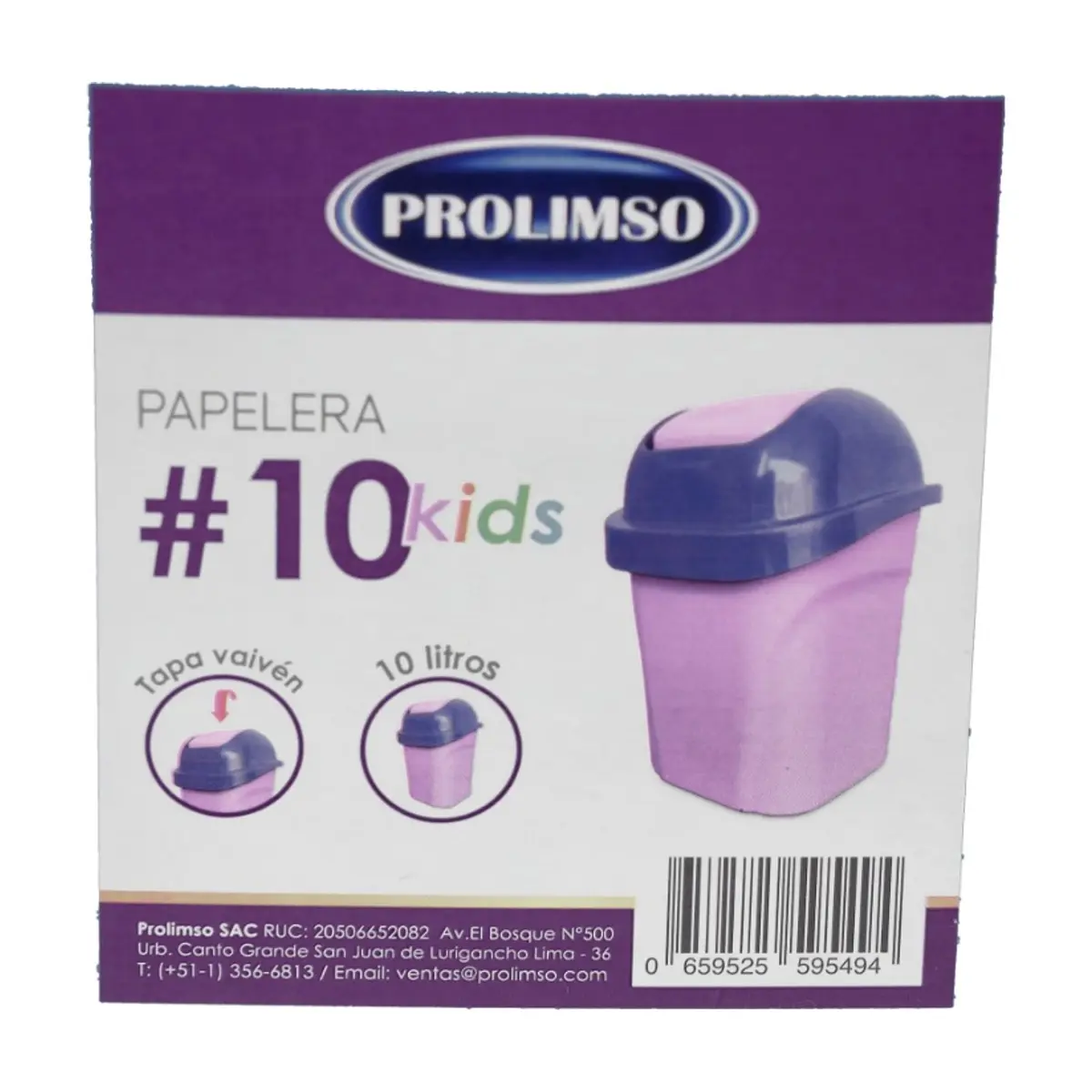 Papelera compacta de 10 litros con tapa vaivén Prolimso - Thumbnail 3