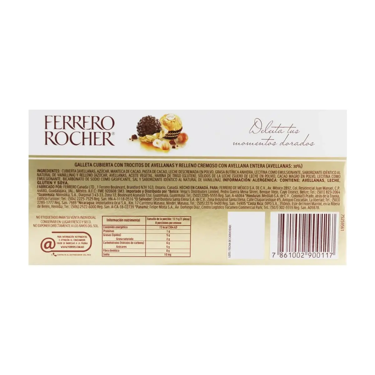 Bombones cubiertos con trocitos de avellanas y relleno cremoso con avellana entera Ferrero Rocher (100 g / 3.53 oz) - Miniatura 5