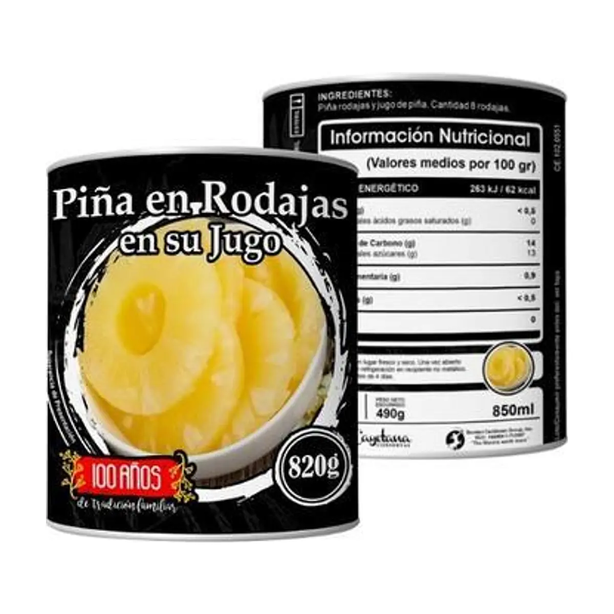 Piña en Rodajas (820g) LA CAYETANA