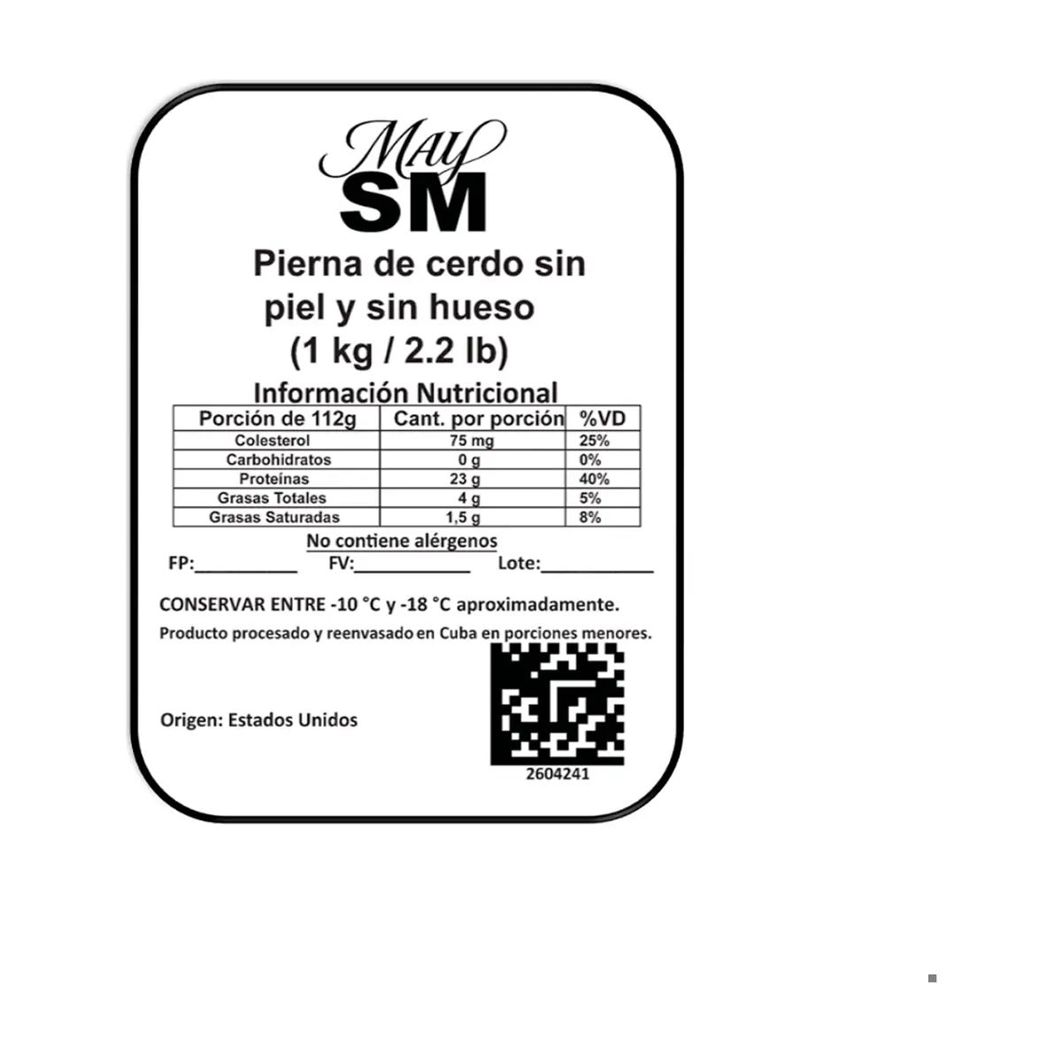 Pierna de cerdo sin piel y sin hueso May SM (1 kg / 2.2 lb) - Miniatura 3