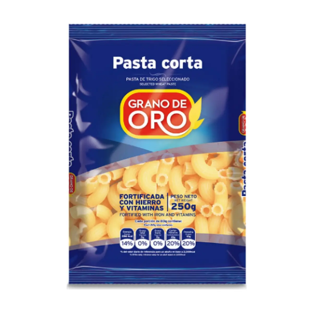 Pasta corta coditos Grano de Oro (250 g / 8.8 oz) - Imagen 1