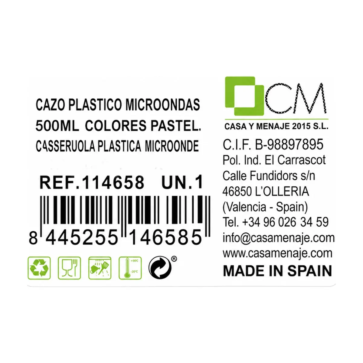 Cazo plástico para microondas color gris 500 ml Casa y Menaje - Miniatura 3