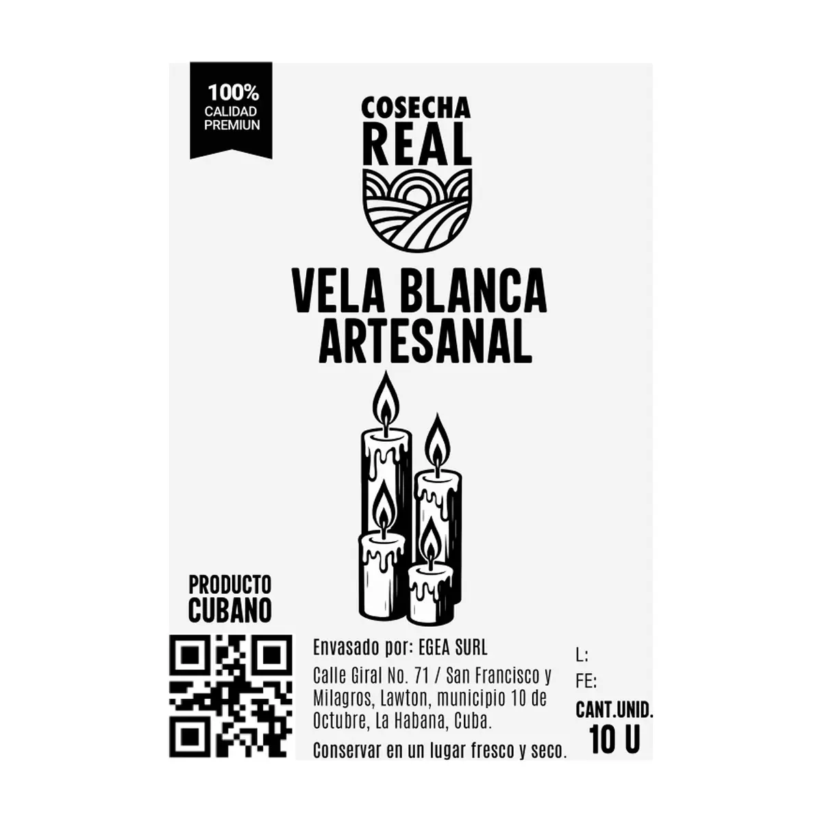 Vela blanca artesanal Cosecha Real (10 U) - Thumbnail 2