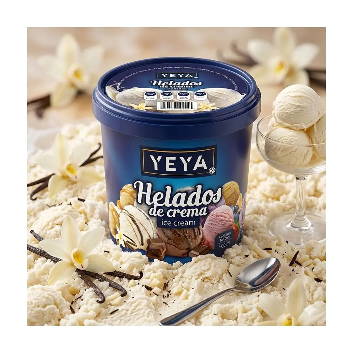 Helado de crema sabor a vainilla YEYA (500 ml) - Thumbnail 4