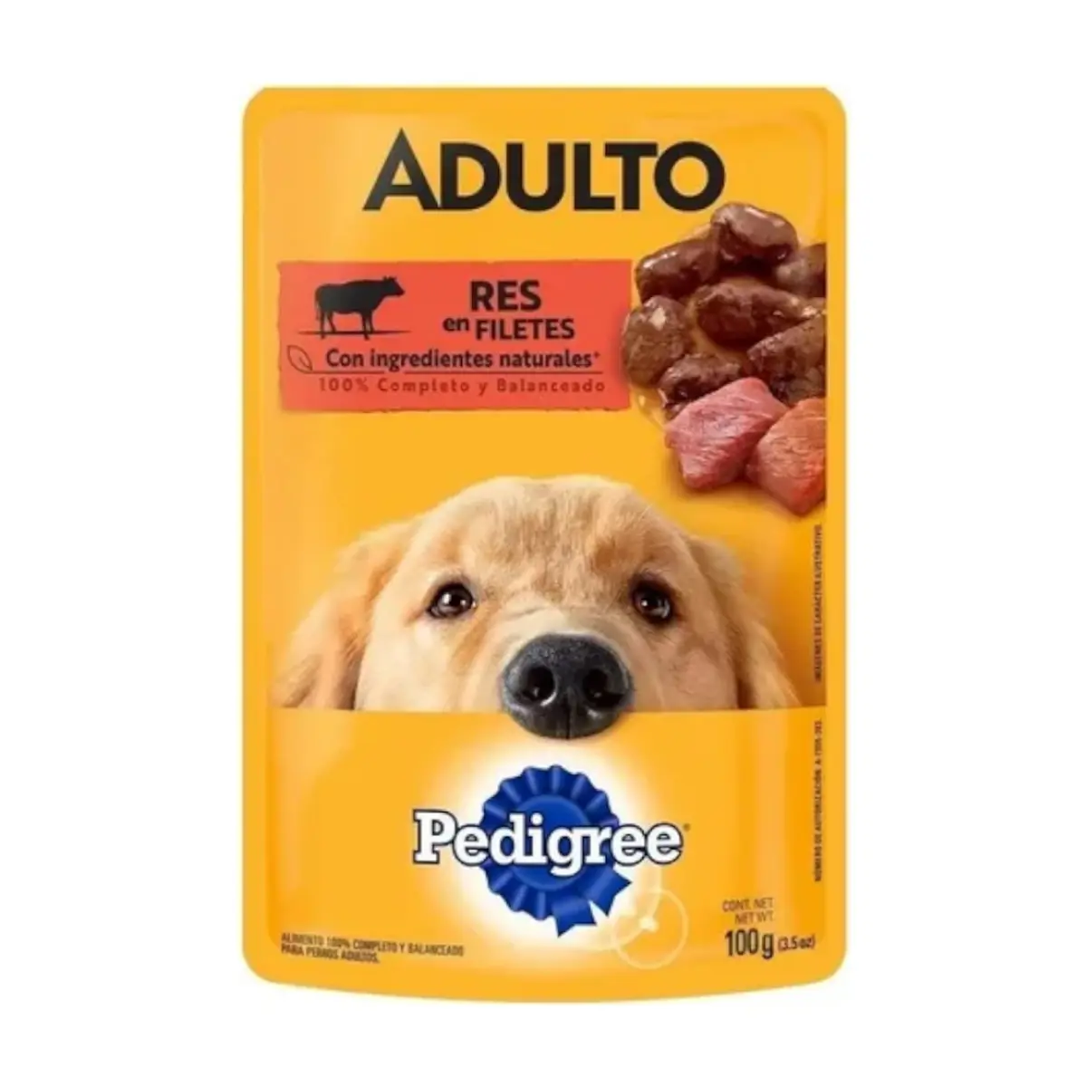 Comida para perros adultos res en filete Pedigree (100 g / 3.52 oz)