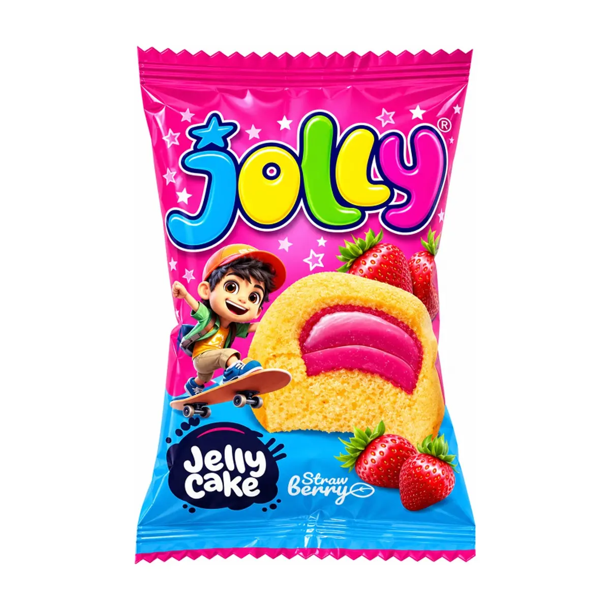 Pastel de gelatina sabor fresa Jolly (25 g / 0.88 oz) - Imagen 1