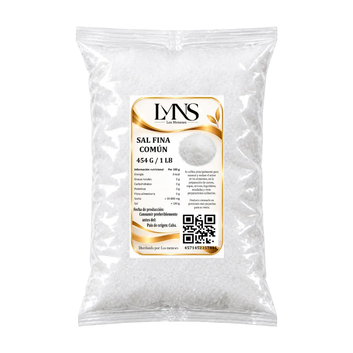 Sal fina común Los Meneses (454 g / 1 lb)