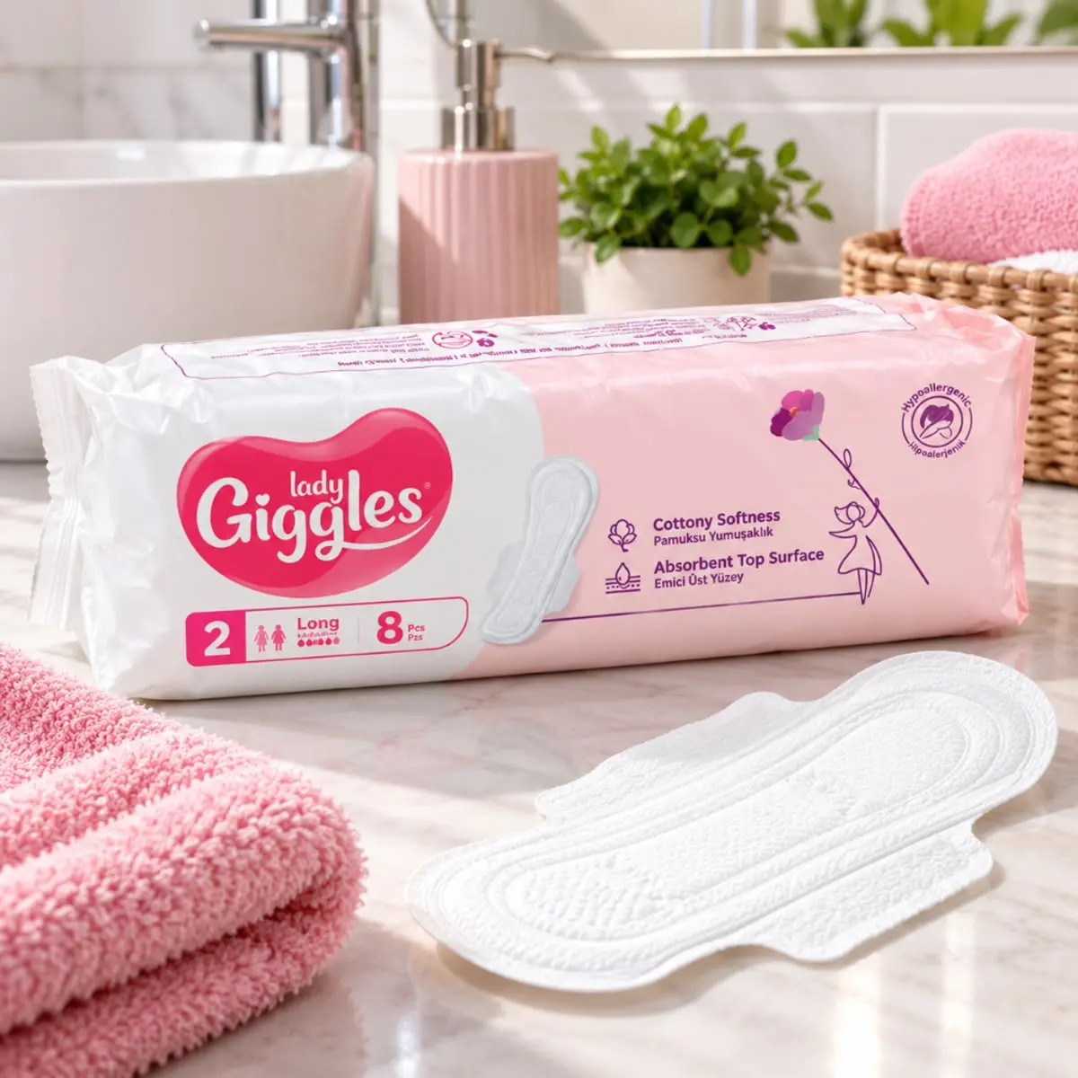 Toallas sanitarias larga talla 2 Lady Giggles (5 x 8 U) - Miniatura 2