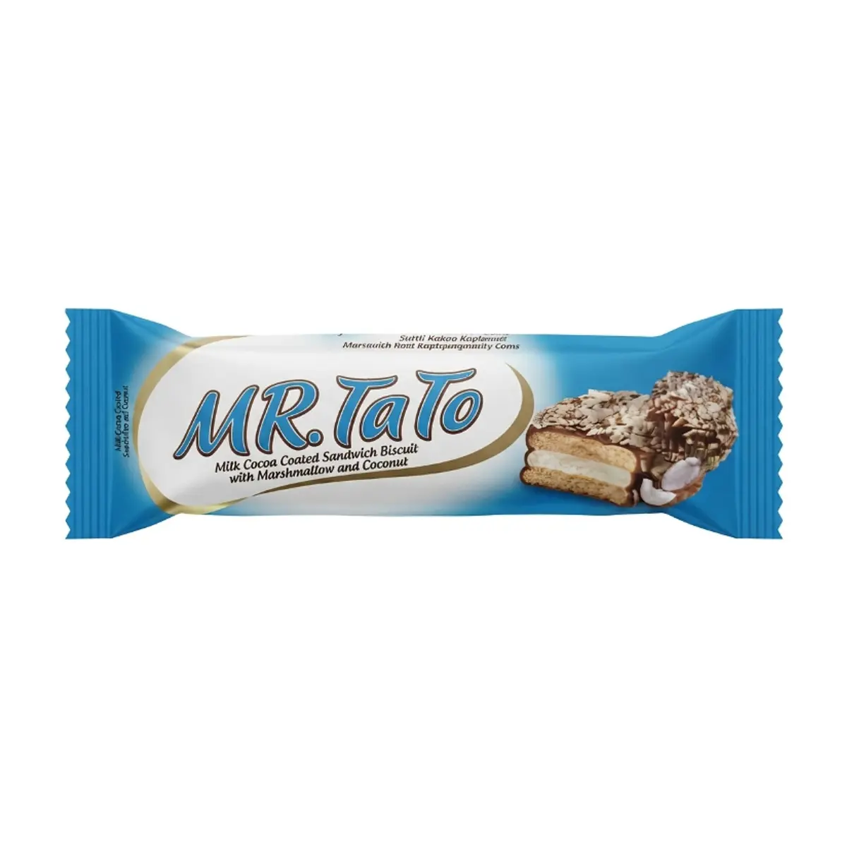 Galleta rellena de malvavisco y cubierta de chocolate y coco Mr. Tato Roz (50 g / 1.76 oz)